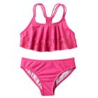 Girls 7-16 Freestyle Revolution Perforated Medallion Tankini Swimsuit Set, Girl's, Size: 7, Pink