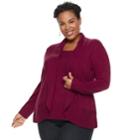 Plus Size Napa Valley Mock-layer Top, Women's, Size: 2xl, Dark Red