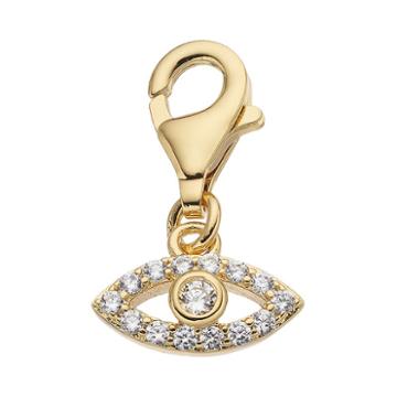 Tfs Jewelry 14k Gold Over Cubic Zirconia Evil Eye Charm, Women's, White
