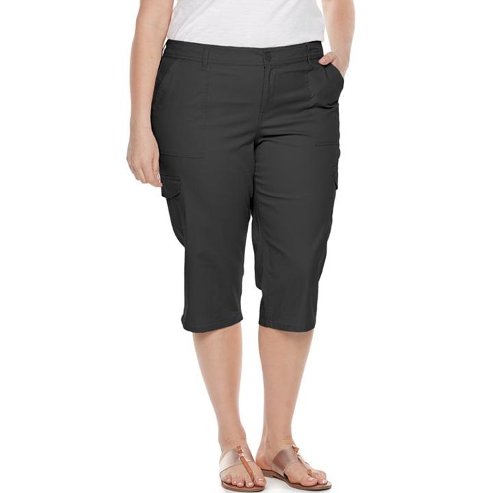 Plus Size Gloria Vanderbilt Yvonne Capris, Women's, Size: 18 W, Black