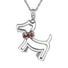 Sterling Silver Garnet And Diamond Accent Dog Pendant, Women's, Size: 18