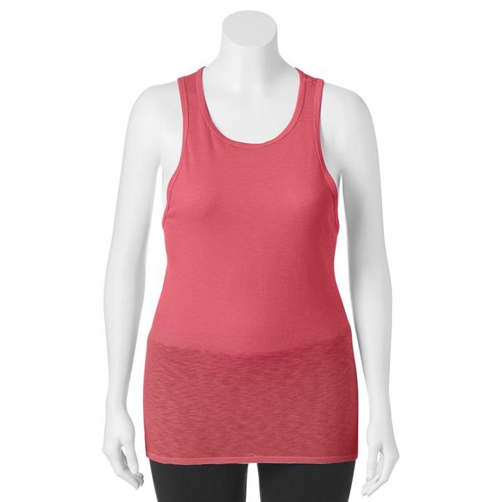 So, Juniors' Plus Size &reg; High Neck Slub Tank Top, Girl's, Size: 3xl, Brt Pink