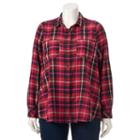 Plus Size Sonoma Goods For Life&trade; Plaid Flannel Shirt, Women's, Size: 3xl, Med Red