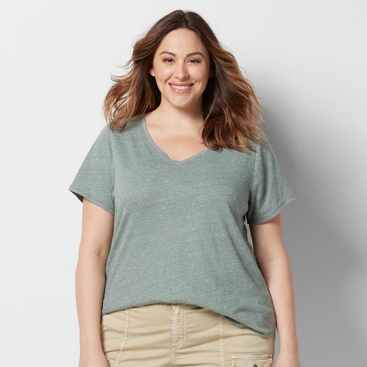 Plus Size Sonoma Goods For Life&trade; Essential V-neck Tee, Women's, Size: 4xl, Med Green