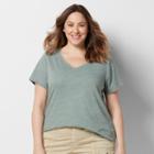 Plus Size Sonoma Goods For Life&trade; Essential V-neck Tee, Women's, Size: 4xl, Med Green