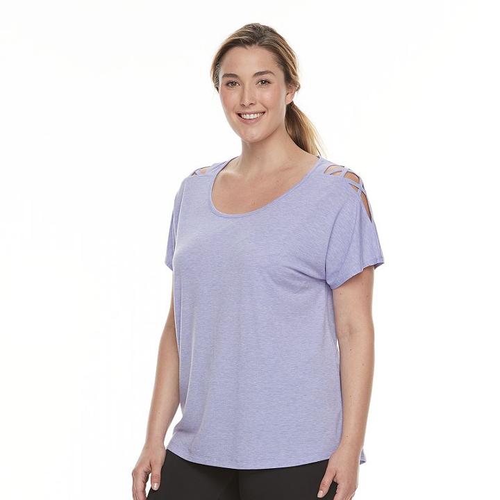 Plus Size Tek Gear&reg; Lattice Shoulder Tee, Women's, Size: 1xl, Med Purple