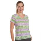 Women's Woolrich Endless Spaces Printed Burnout V-neck Tee, Size: Medium, Med Purple