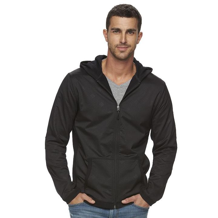 Men's Marc Anthony Slim-fit Diamond Mixed Media Hoodie, Size: Xl, Black