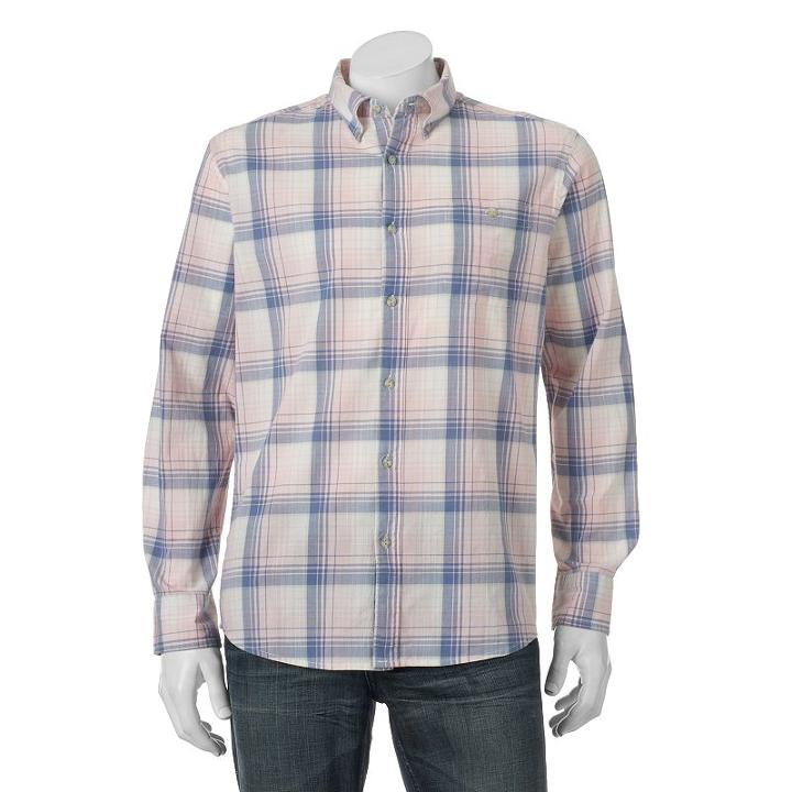 Men's Sonoma Goods For Life&trade; Flexwear Modern-fit Stretch Slubbed Button-down Shirt, Size: Large, Brt Pink