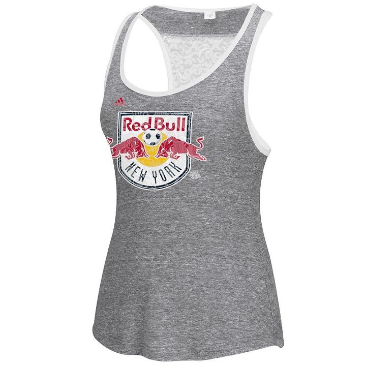 Women's Adidas New York Red Bulls Pearl Logo Lace Back Tank Top, Size: Large, Black