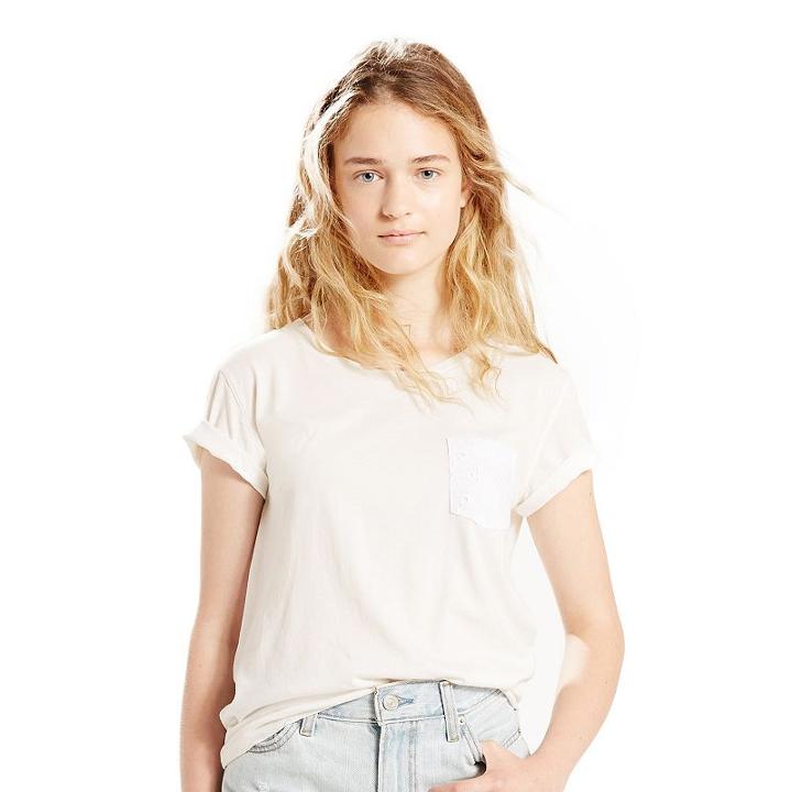 Women's Levi's Crochet Pocket Tee, Size: Large, White Oth