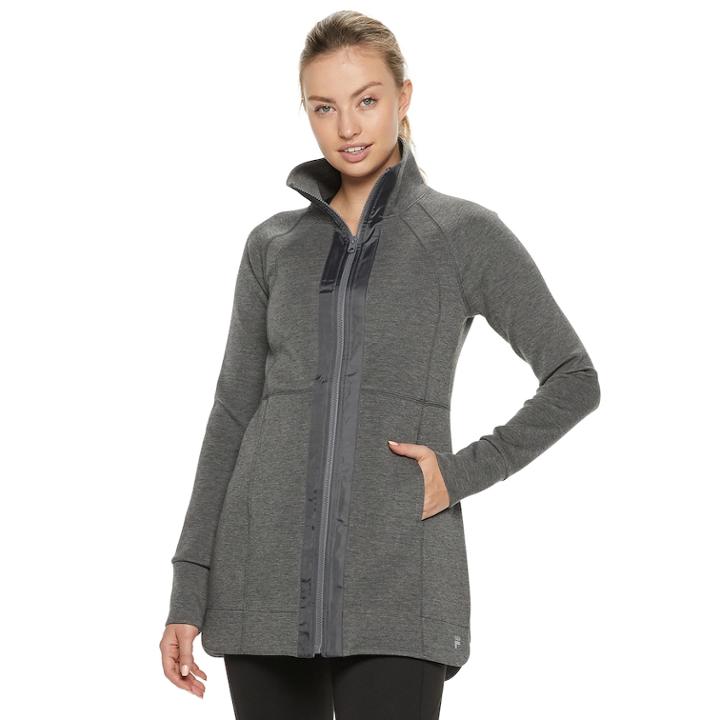 Women's Fila Sport&reg; Shirred Back Neck Jacket, Size: Medium, Dark Grey