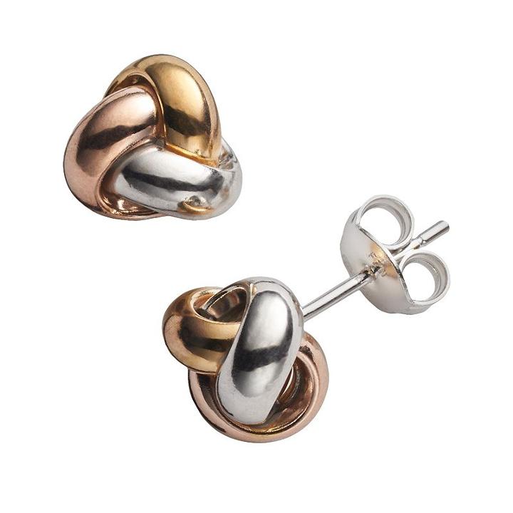 14k Gold Over Silver Tri-tone Love Knot Stud Earrings, Women's, Yellow