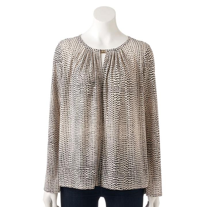 Women's Dana Buchman Pebbles Keyhole Top, Size: Large, Black