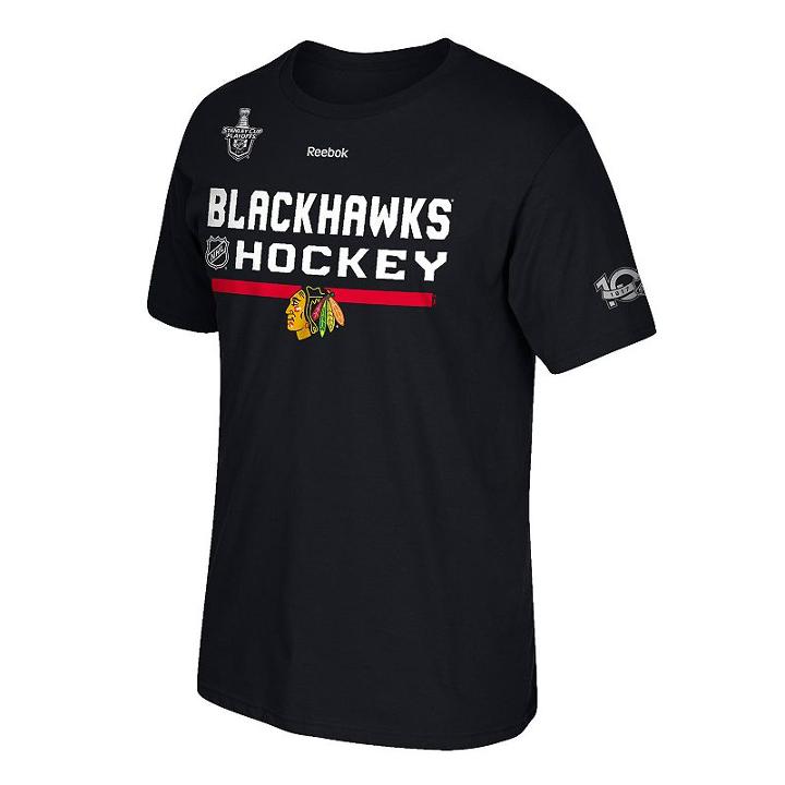 Men's Reebok Chicago Blackhawks 2017 Stanley Cup Playoffs Center Ice Tee, Size: Small, Black