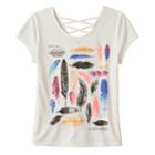 Girls 7-16 Mudd&reg; Criss-cross Lattice Back Tee, Size: 12, White Oth