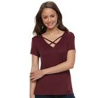 Juniors' So&reg; Solid Crisscross Tee, Teens, Size: Large, Red