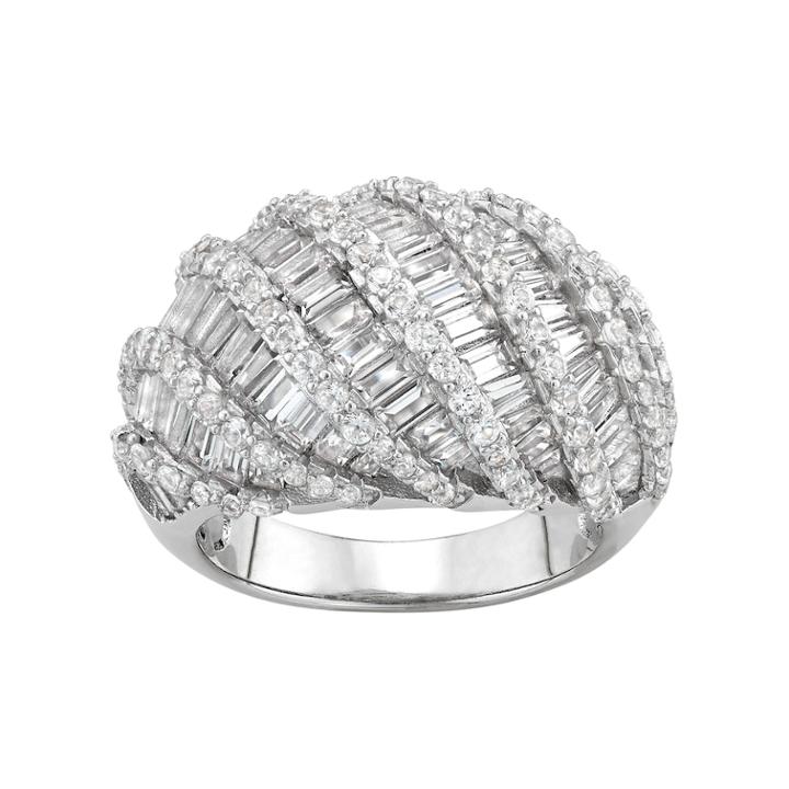 Sterling Silver Lab-created White Sapphire Wave Ring, Women's, Size: 9