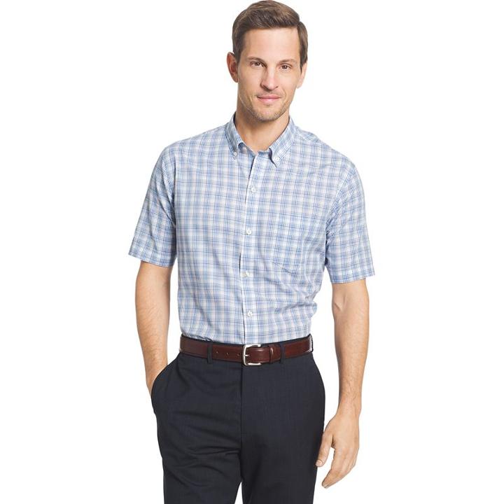 Big & Tall Van Heusen Flex Stretch Short Sleeve Button-down Shirt, Men's, Size: Xxl Tall, Blue Other
