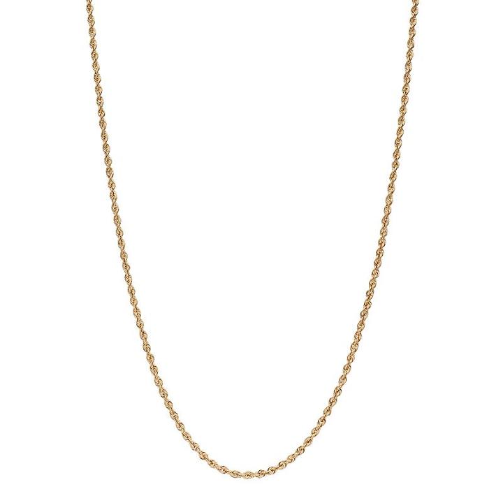 18k Gold Hollow Rope Chain Necklace - 20 In, Women's, Size: 20, Yellow