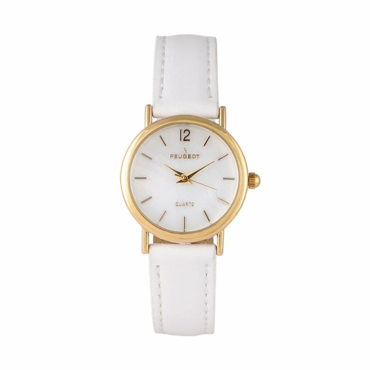Peugeot Women's Classic Leather Watch - 3055wt, Size: Small, White