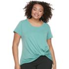 Juniors' Plus Size Candie's&reg; Knot-front Crepe Top, Teens, Size: 1xl, Turquoise/blue (turq/aqua)