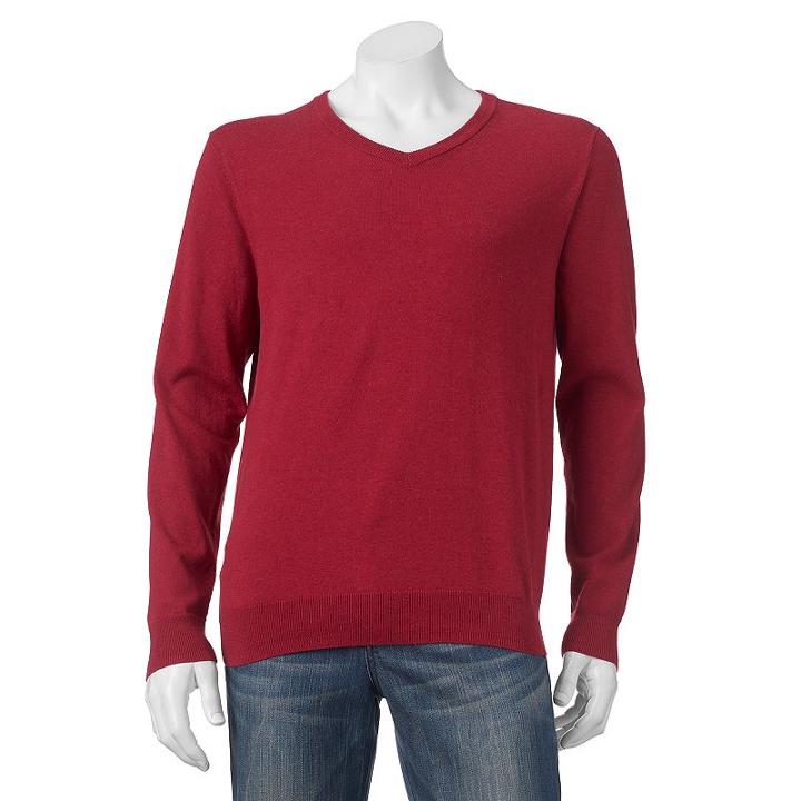 Big & Tall Sonoma Goods For Life&trade; Solid V-neck Sweater, Men's, Size: 4xb, Med Orange