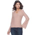 Juniors' Mudd&reg; Cutout Bell Sleeve Top, Teens, Size: Medium, Light Pink