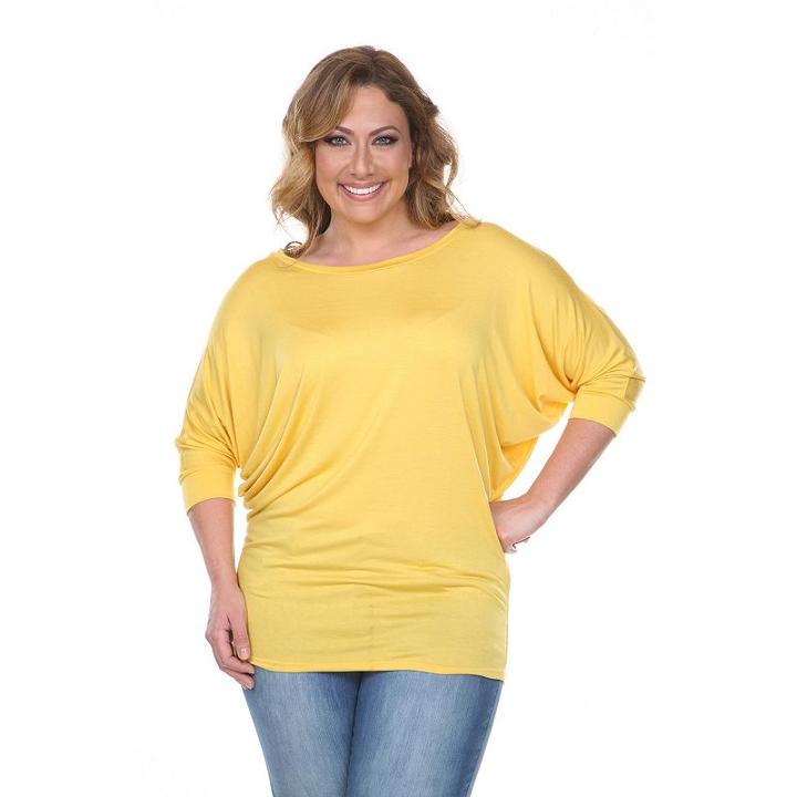 Plus Size White Mark Dolman Top, Women's, Size: 3xl, Yellow