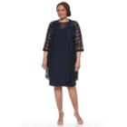 Plus Size Le Bos Sheath Evening Dress & Georgette Jacket Set, Women's, Size: 18 W, Blue (navy)