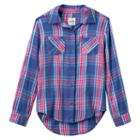 Girls 7-16 & Plus Size Mudd&reg; Button-front Plaid Shirt, Girl's, Size: 16, Blue (navy)