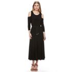 Women's Nina Leonard Cold-shoulder A-line Dress, Size: Small, Black
