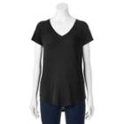 Juniors' So&reg; V-neck Raglan Tee, Girl's, Size: Medium, Black