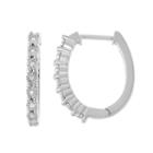 Sterling Silver Diamond Accent Hoop Earrings, Women's, White