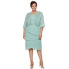 Plus Size Le Bos Tiered Georgette Evening Gown & Jacket Set, Women's, Size: 14 W, Turquoise/blue (turq/aqua)