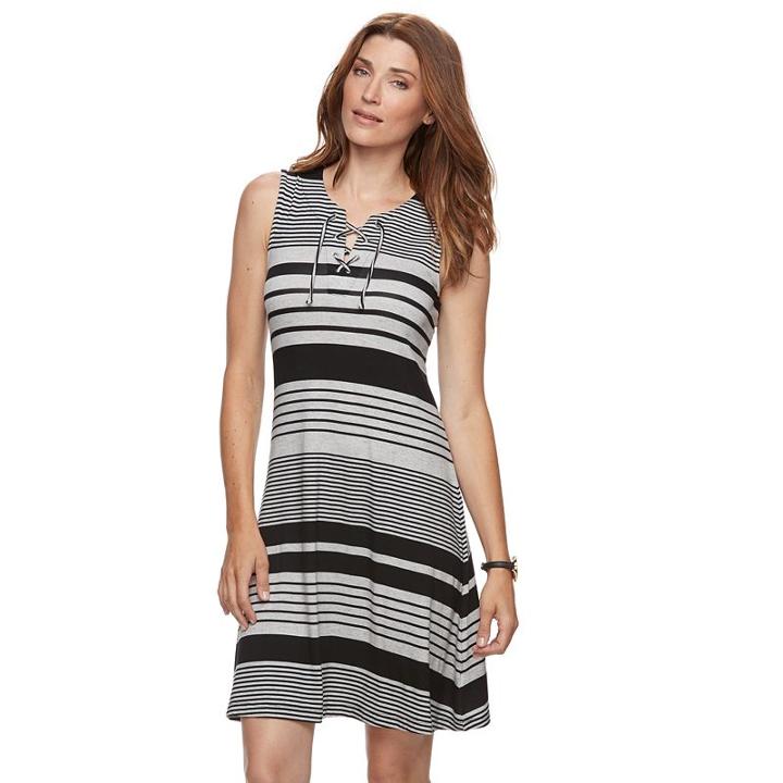 Women's Croft & Barrow&reg; Striped Lace-up Dress, Size: Xxl, Oxford