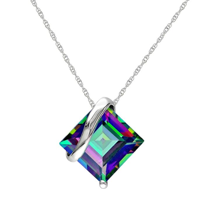 Stella Grace Exotic Green Topaz 10k White Gold Pendant Necklace, Women's, Size: 17