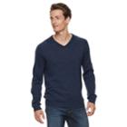 Men Apt. 9&reg; Wool-blend Merino V-neck Sweater, Size: Xl, Blue (navy)