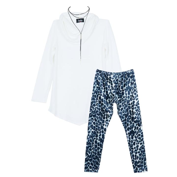 Girls 7-16 & Plus Size Iz Amy Byer Cowlneck Sweater Tunic & Leggings Set With Necklace, Size: Small, White