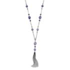 Beaded Tassel Chain Necklace, Women's, Purple