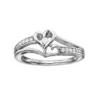 Love Is Forever Sterling Silver 1/10 Carat T.w. Diamond Double Heart Ring, Women's, Size: 7, White