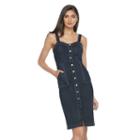 Petite Jennifer Lopez Button-down Jean Dress, Women's, Size: 8 Petite, Dark Blue
