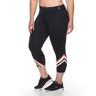 Plus Size Fila Sport&reg; Reflective Striped Crop Workout Leggings, Women's, Size: 1xl, Black