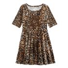 Girls 4-10 Jumping Beans&reg; Velour Skater Dress, Size: 7, Lt Beige