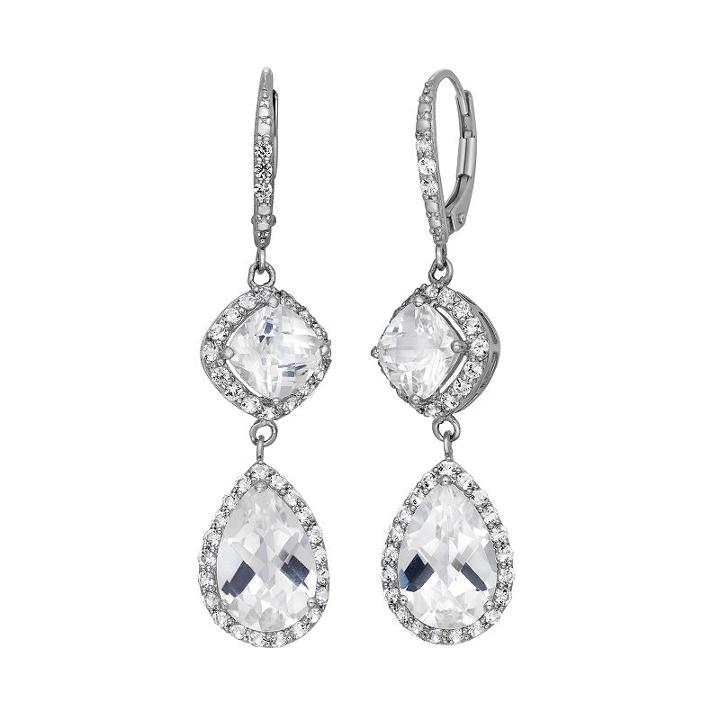 Lab-created White Sapphire Sterling Silver Linear Drop Earrings, Women's