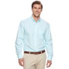 Big & Tall Izod Regular-fit Gingham-checked Stretch Button-down Shirt, Men's, Size: L Tall, Turquoise/blue (turq/aqua)