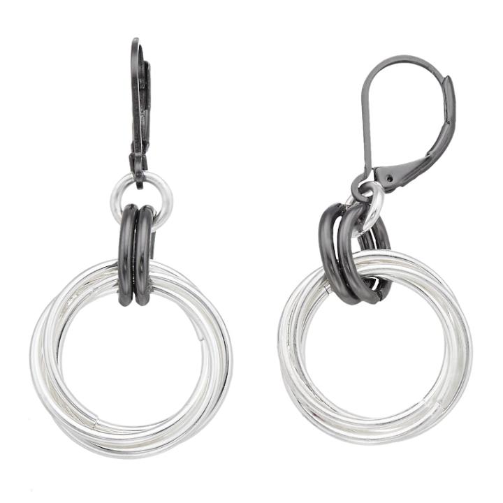 Napier Two Tone Hoop Drop Earrings, Women's, Multicolor