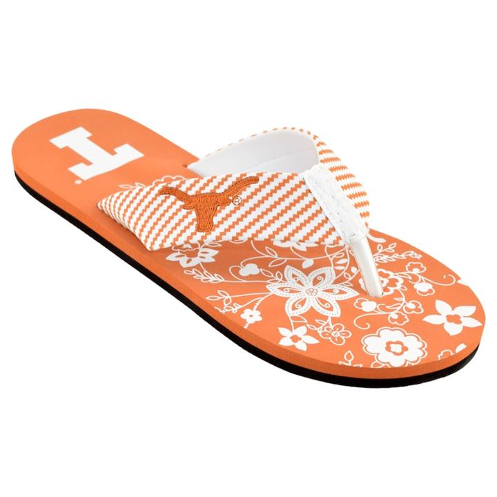 Women's Texas Longhorns Floral Flip Flop Sandals, Size: Small, Multi