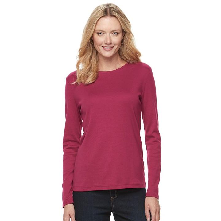 Women's Croft & Barrow&reg; Crewneck Tee, Size: Xl, Pink