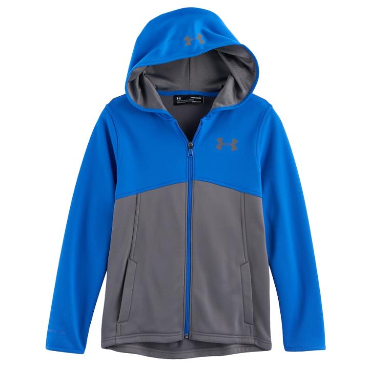 Boys 8-20 Under Armour Fleece Full-zip Hoodie, Size: Small, Silver